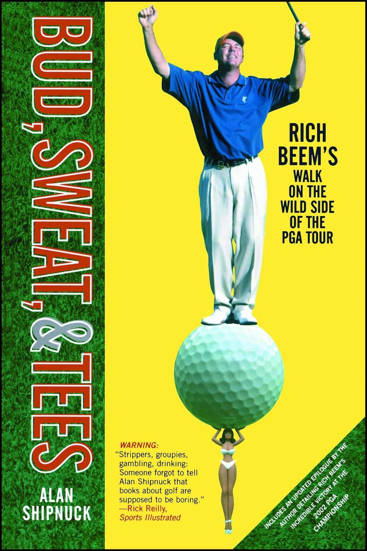 Simon & Schuster Bud, Sweat, & Tees cover highlighting insider golf stories and tour-life revelations.