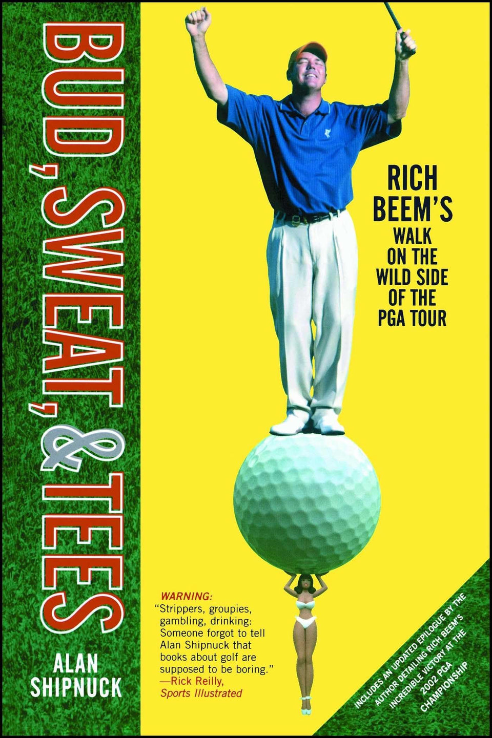 Simon & Schuster Bud, Sweat, & Tees cover highlighting insider golf stories and tour-life revelations.