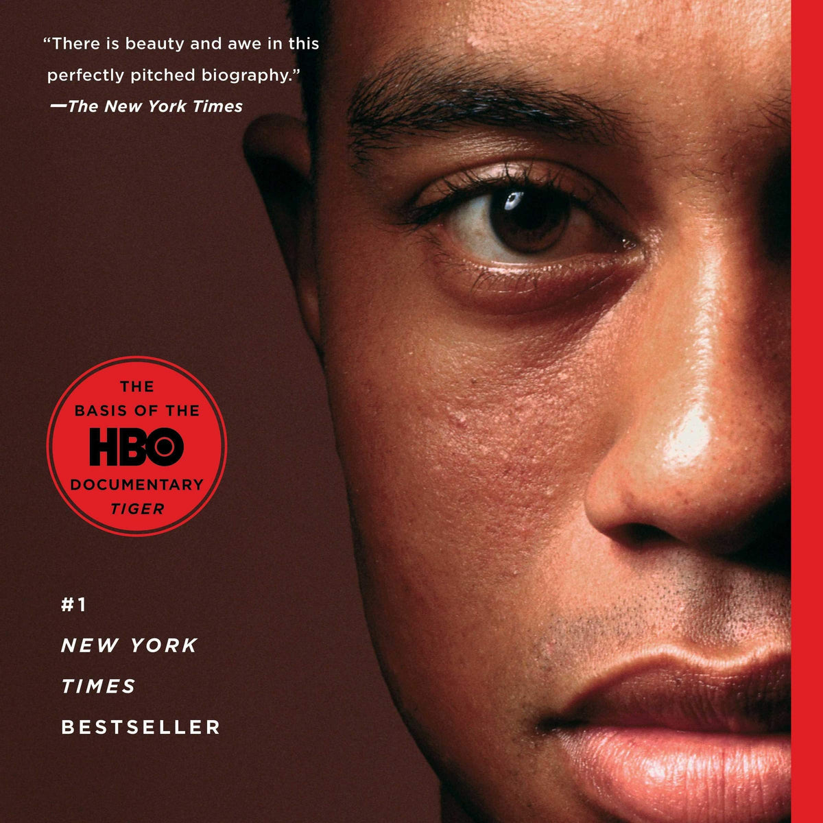 Simon & Schuster Tiger Woods biography cover inviting sports fans to explore a defining life story