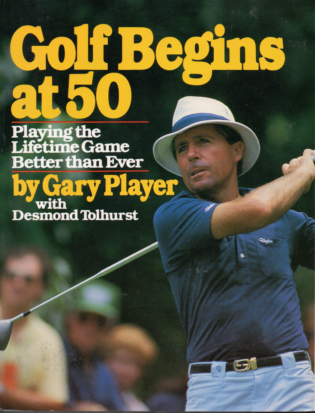 Simon & Schuster Golf Begins at 50 cover featuring a seasoned golfer planning a measured swing.