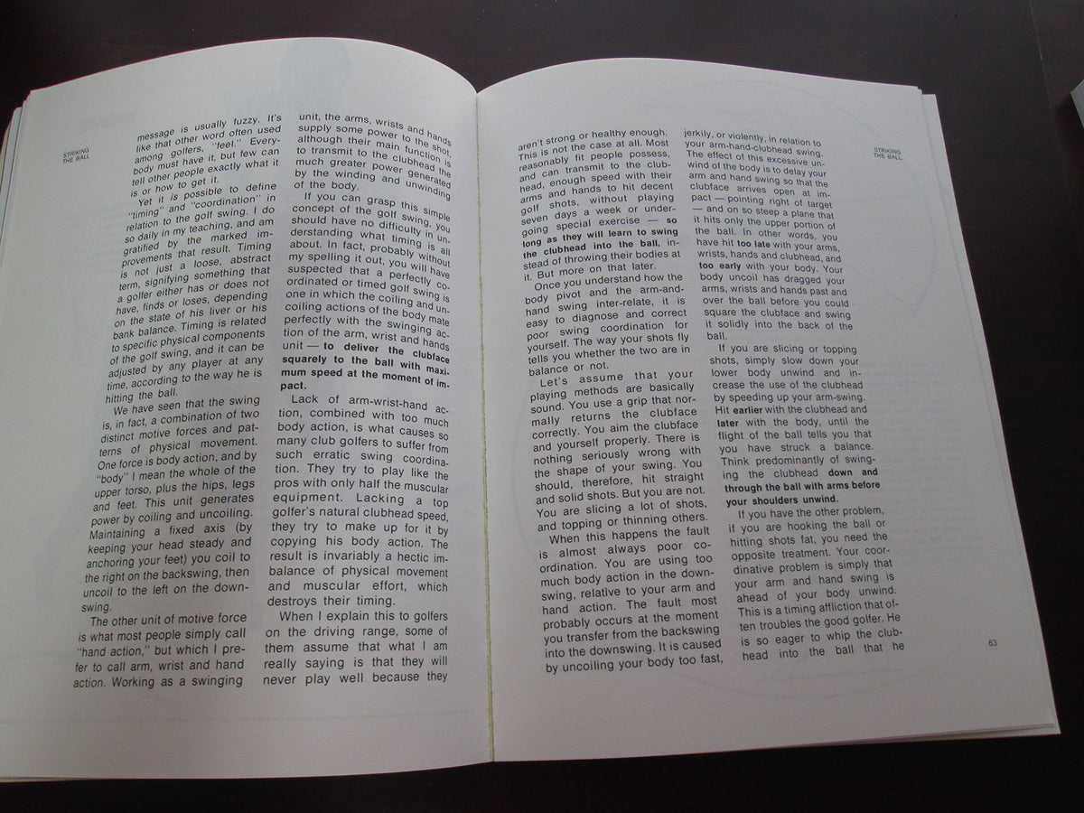 Simon & Schuster Practical Golf reader desk setup suggesting at-home practice motivation