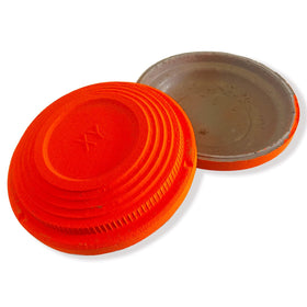 SIMPLEFINE biodegradable clay pigeon 108mm with bright orange visibility for easy tracking during skeet practice.