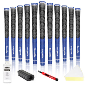 Singelila blue hybrid cross cord grip close-up showing textured traction for a secure hold.