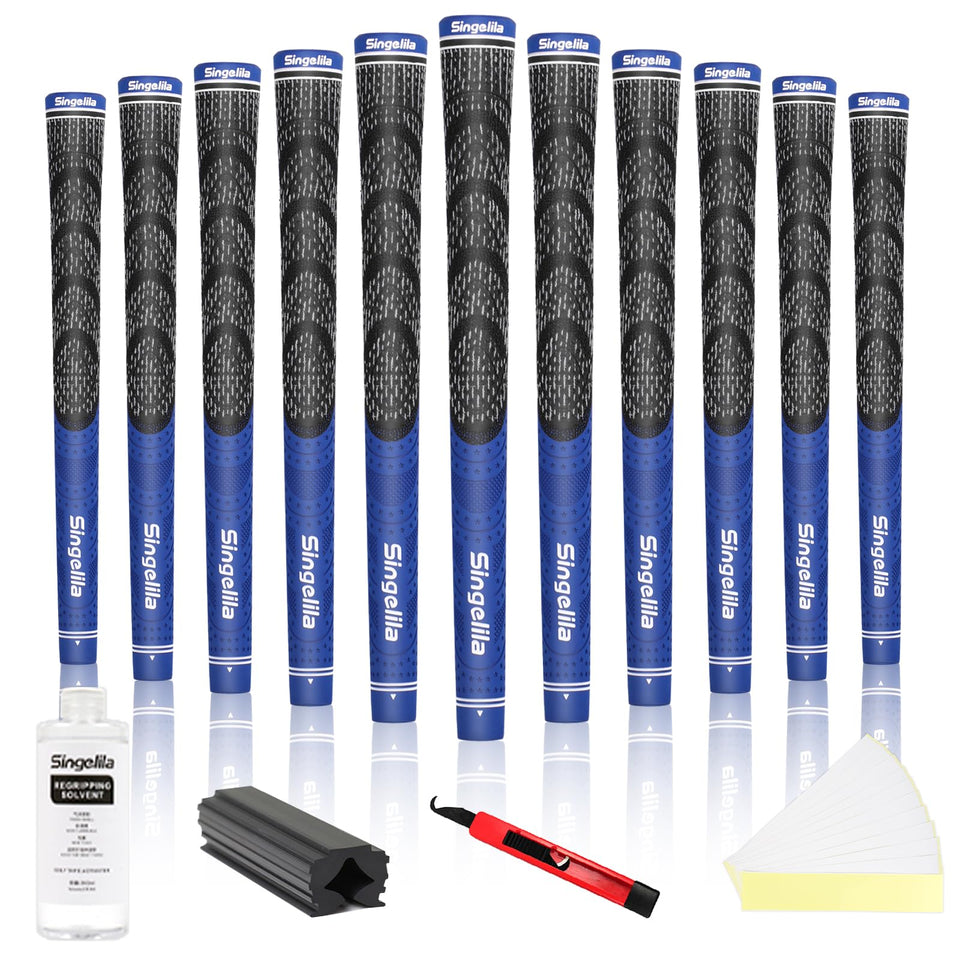 Singelila blue hybrid cross cord grip close-up showing textured traction for a secure hold.