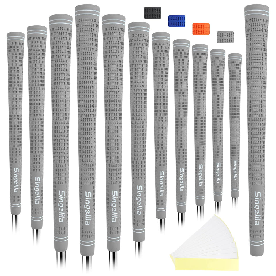 Singelila cross-cord golf grips 13pc pack, complete regrips for all clubs with all-weather control.