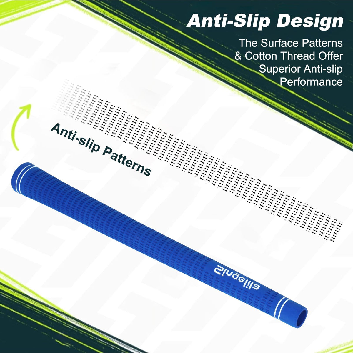 Textured cord pattern on Singelila grips for secure feel in humidity.