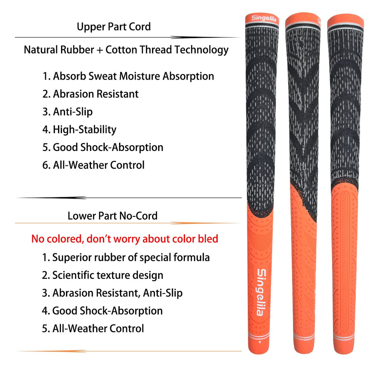 Singelila golf grips in vibrant color options for personalized club styling