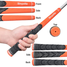 Singelila M-GY grip mounted on a club displaying standard-mid size fit
