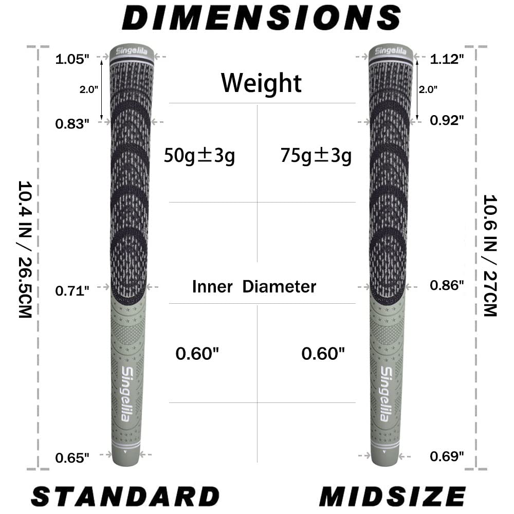 Singelila M-GY vibrant grip colors help easy club identification
