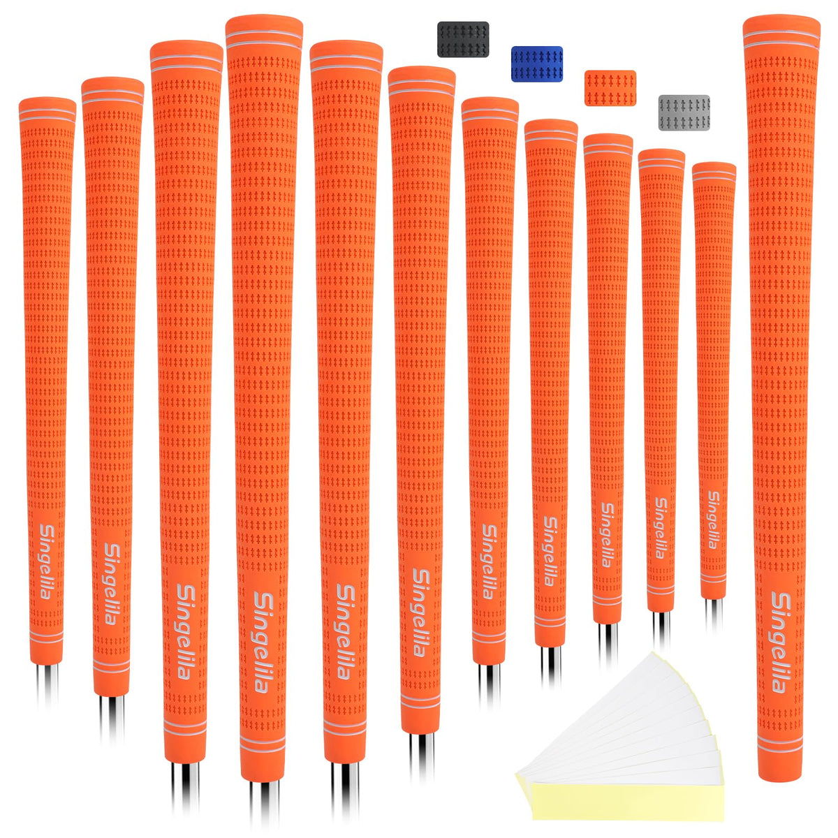 Singelila Premium Rubber Golf Grips 13-pack front view shows premium texture for all-weather traction.