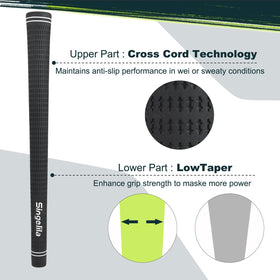 Singelila Premium Rubber Golf Grips 13 Pack moisture-wicking cord for secure hold.