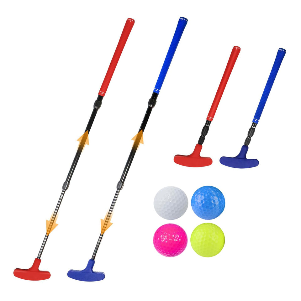 SirChic adjustable putter blue front view with 16-35 inch length range.