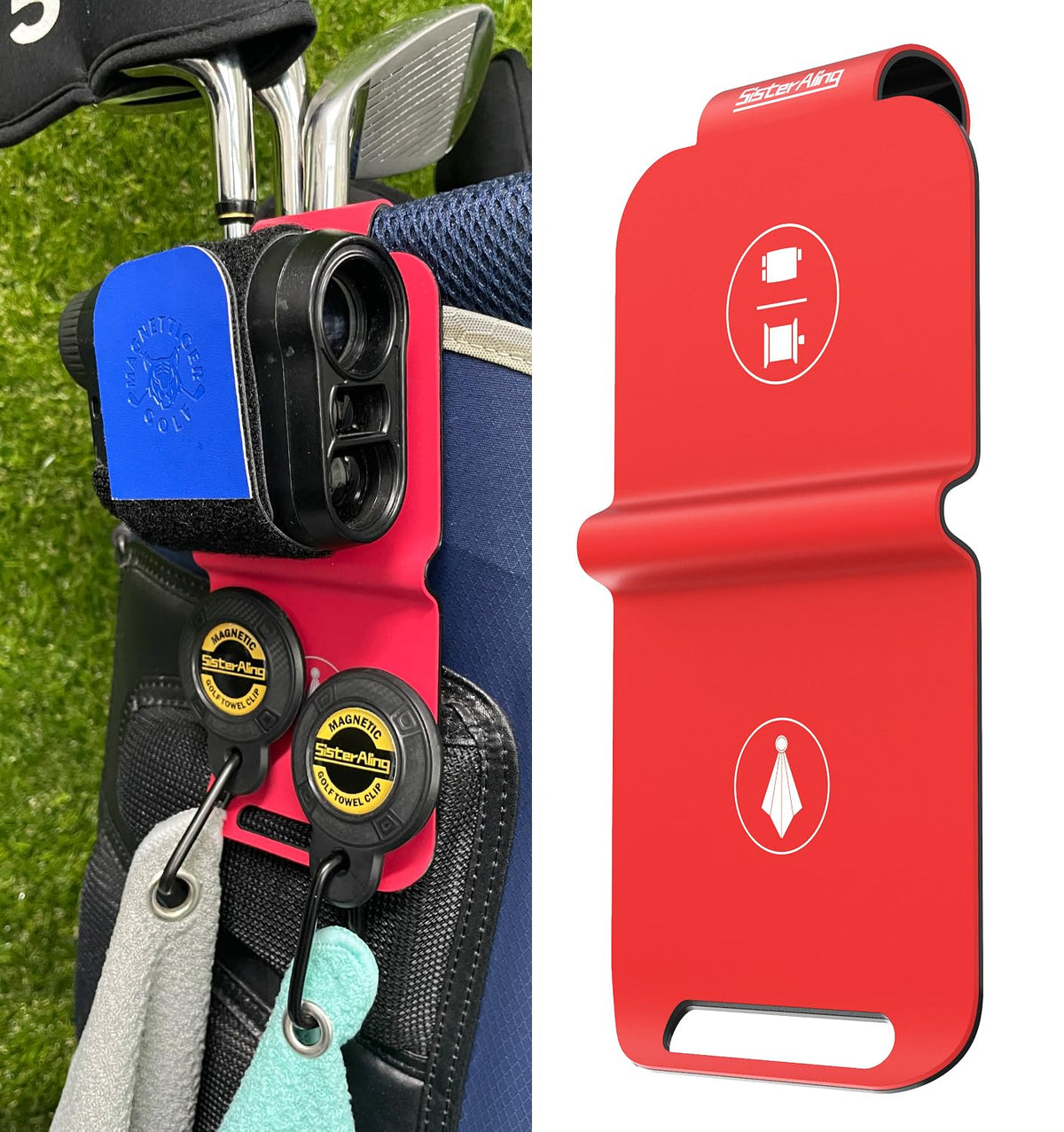 SisterAling Metal Landing Pad on golf bag for quick magnetic gear access