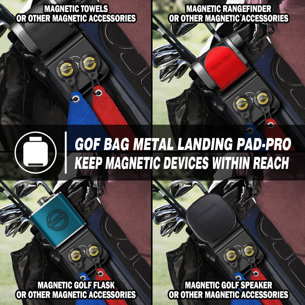 SisterAling landing pad for golf flask keeps hydration gear handy on the bag.