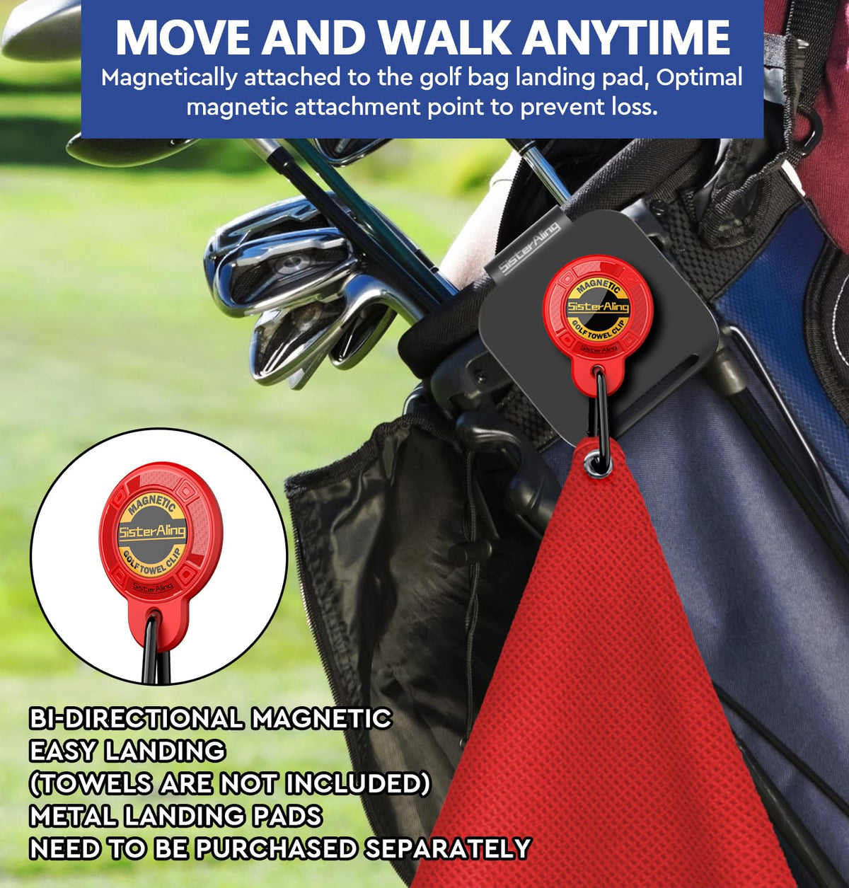SisterAling magnetic-towel-clip provides strong hold on bumpy courses.