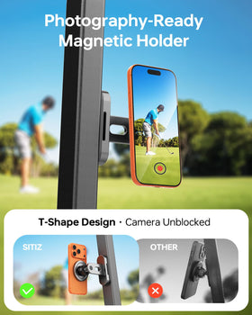 Sitiz Magnetic Golf Cart Phone Holder head tilt illustrates precise angle control.
