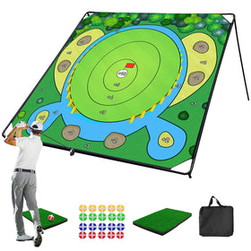 SJEhome 70x70 golf chipping game folded setup for quick indoor practice