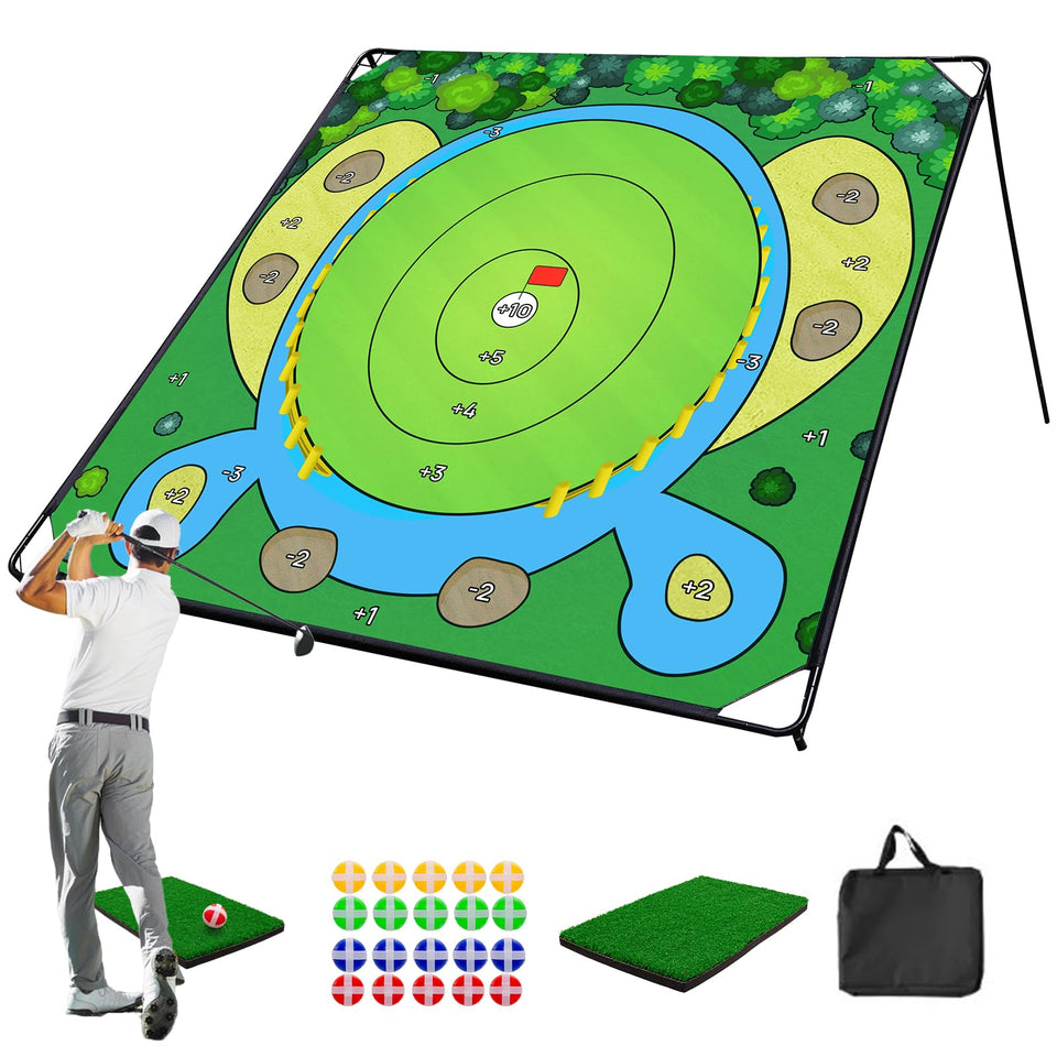 SJEhome 70x70 golf chipping game folded setup for quick indoor practice