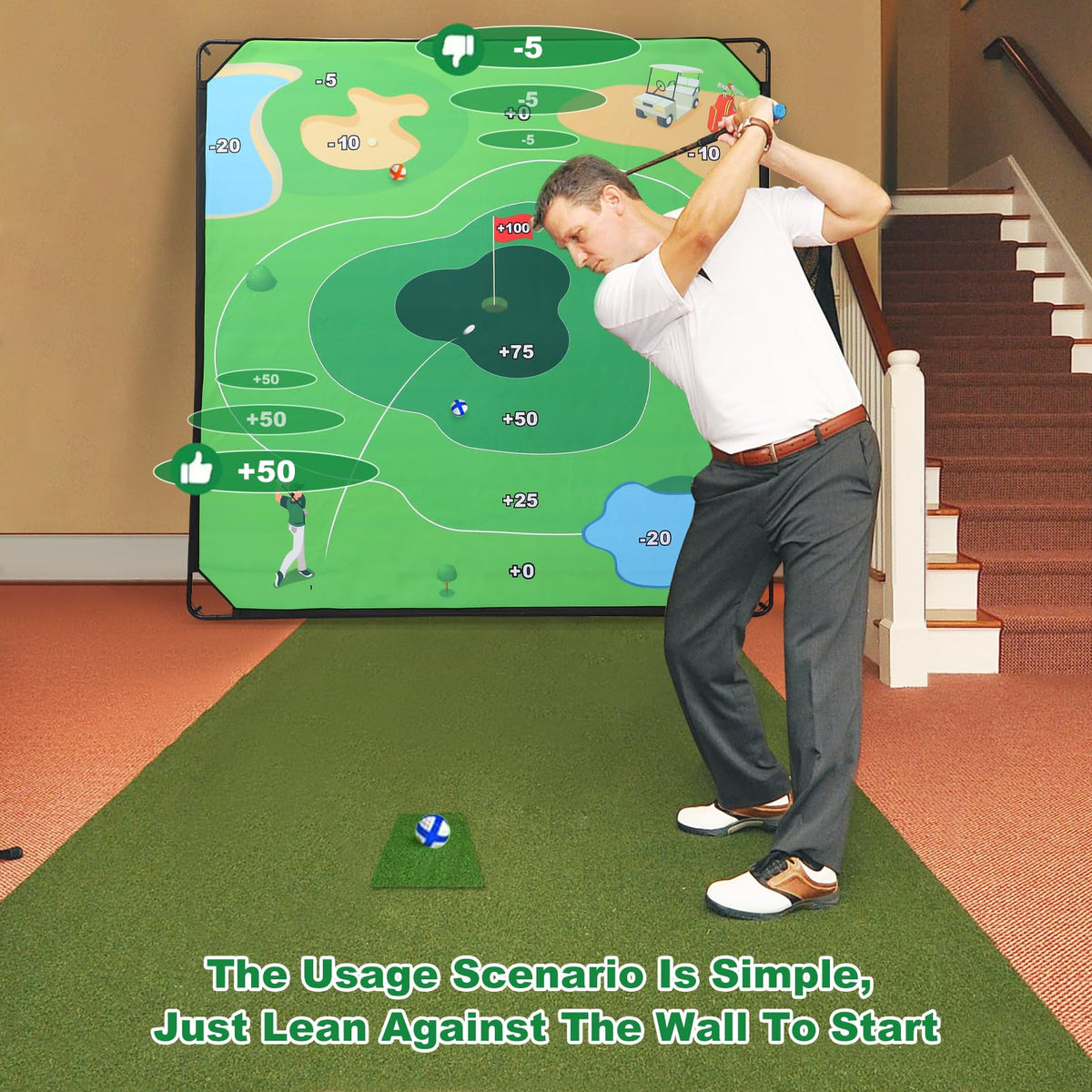 SJEhome golf chipping mat travel-friendly design fits clinics or trips.