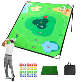 SJEhome golf chipping mat wide shot for indoor and outdoor practice, improving accuracy.