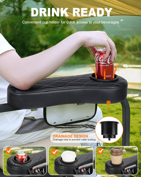 SKYJDM armrest with soft PU leather and high-density foam for comfort during rounds.