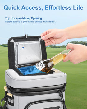 Dual quick-release straps secure the cooler bag to a push cart.