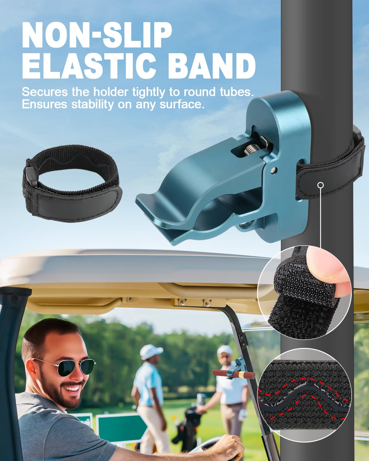 SkyJDM non-slip elastic band ensures stable attachment to round tubes.