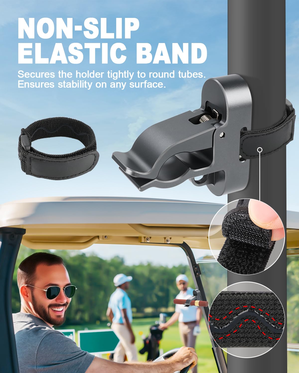 SKYJDM non-slip elastic band securing clip to round tubing