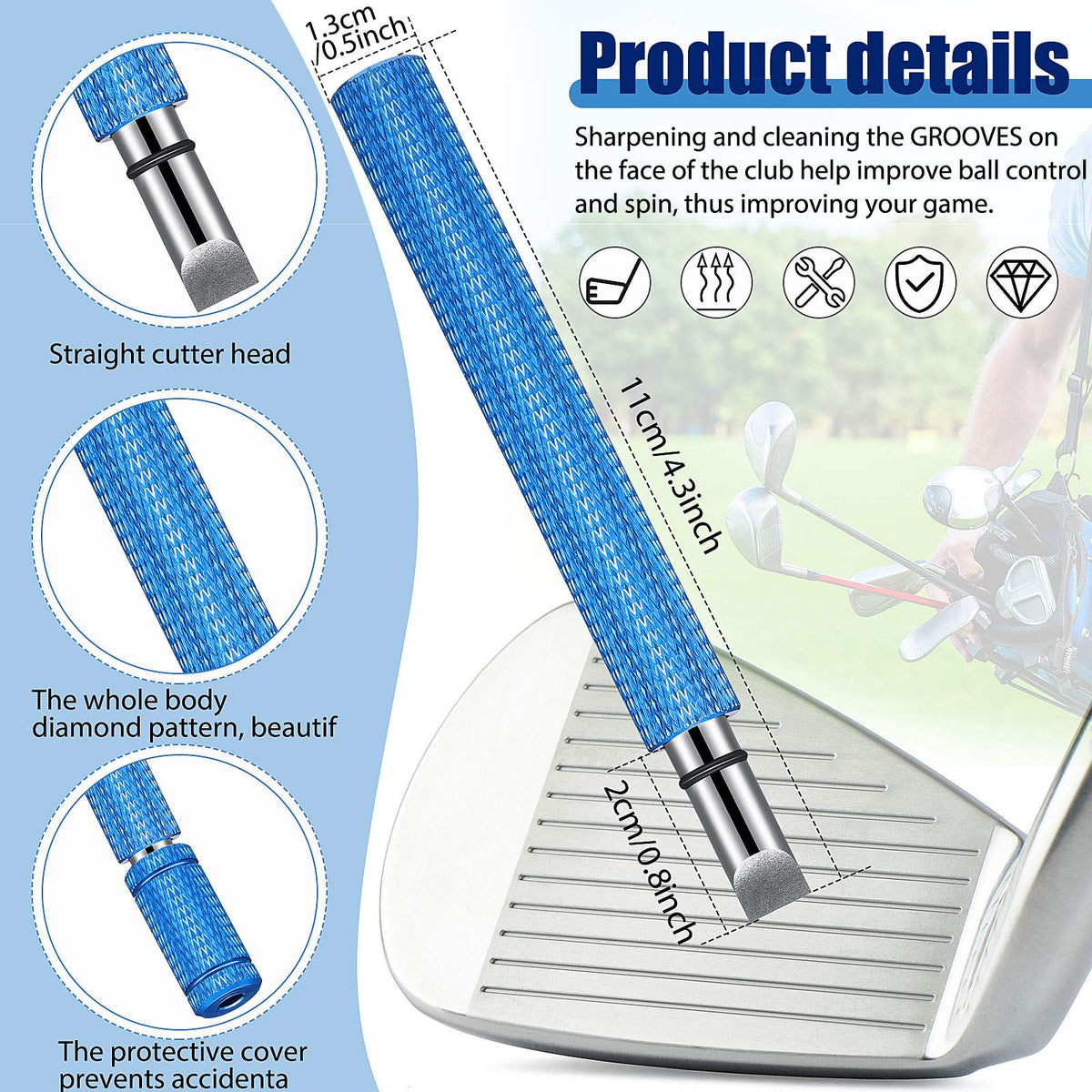 Skylety 6-head groove sharpener for debris removal and regrooving.