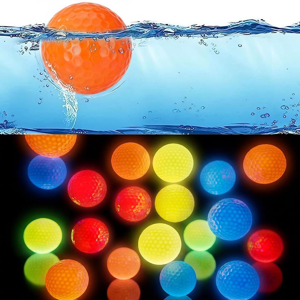 Skylety glow golf balls 16-pack in four colors for easy night practice and visibility.