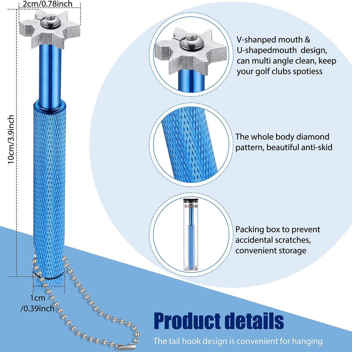 Skylety retractable golf brush with dual bristles for deep cleaning.