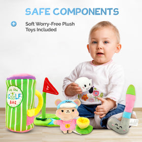 Skywin gift-ready toddler golf set offers developmental play opportunities.