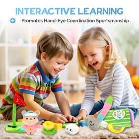 Skywin teddy bear plush and mug included enrich pretend golf tasks.