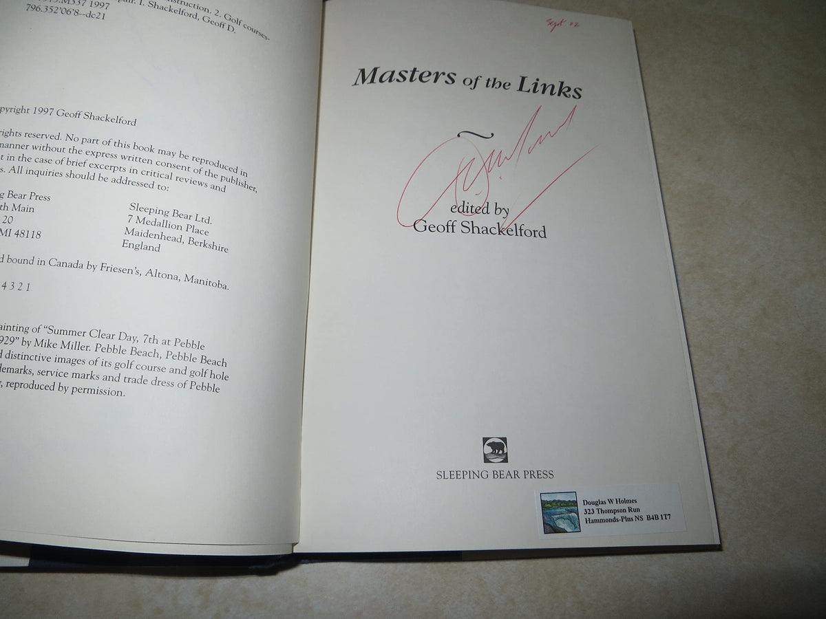 Masters of the Links essays spread evokes classic golf course architecture for layout study.