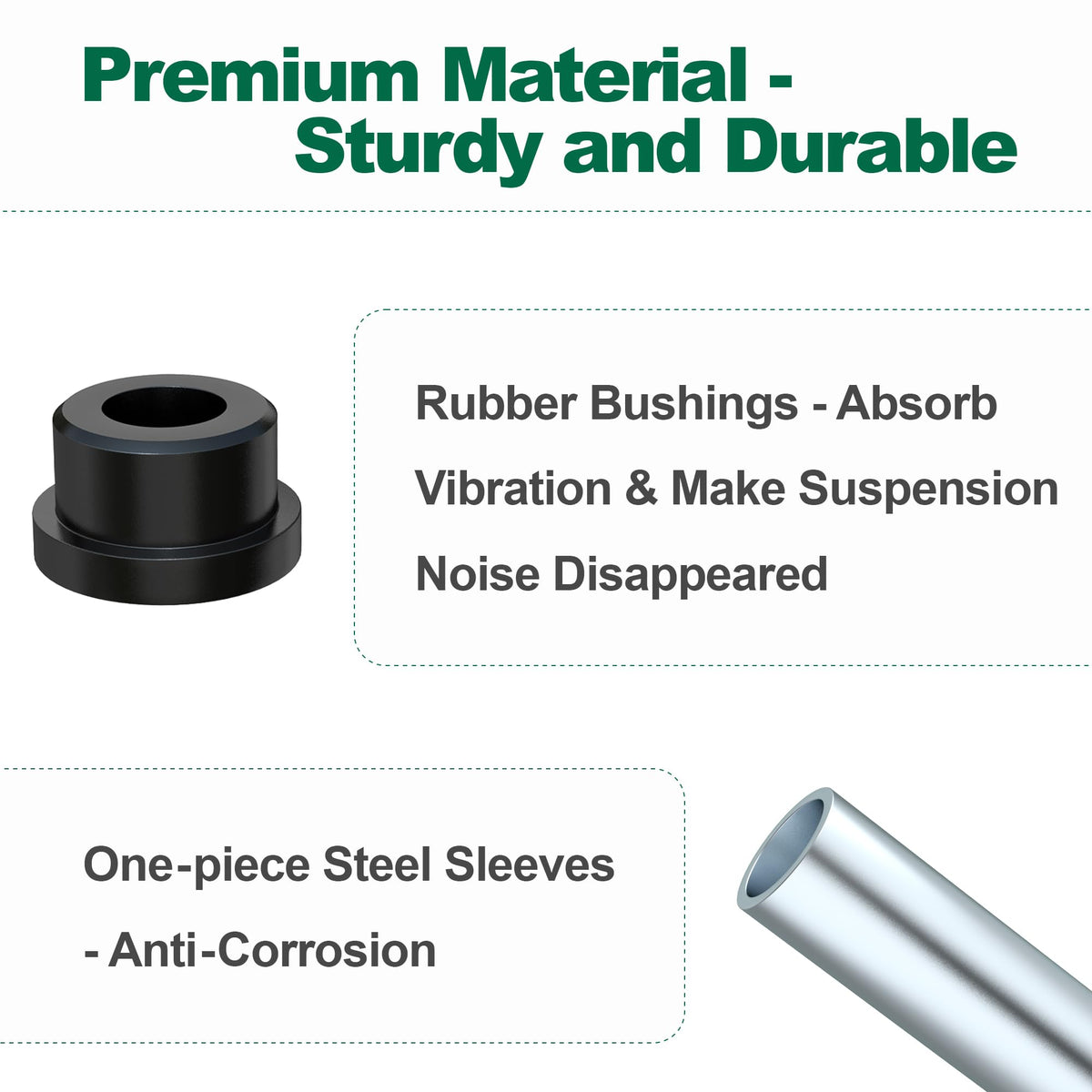 Sleeve eye mounts (4 pcs) ensure precise mounting.