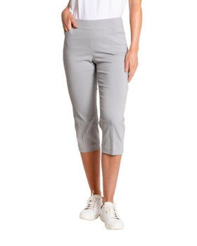 Slim-Sation golf capri pants pull-on style with tummy control for comfortable all-day wear.