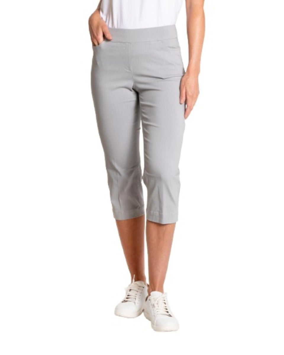 Slim-Sation golf capri pants pull-on style with tummy control for comfortable all-day wear.