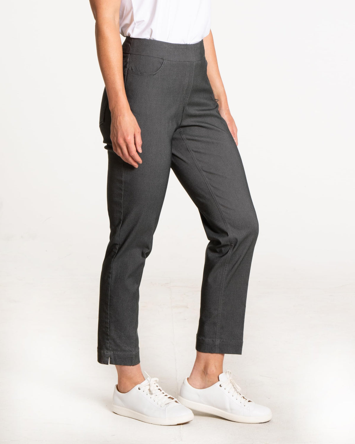 SLIM-SATION tummy-control panel shapes the waist for a flattering fit.