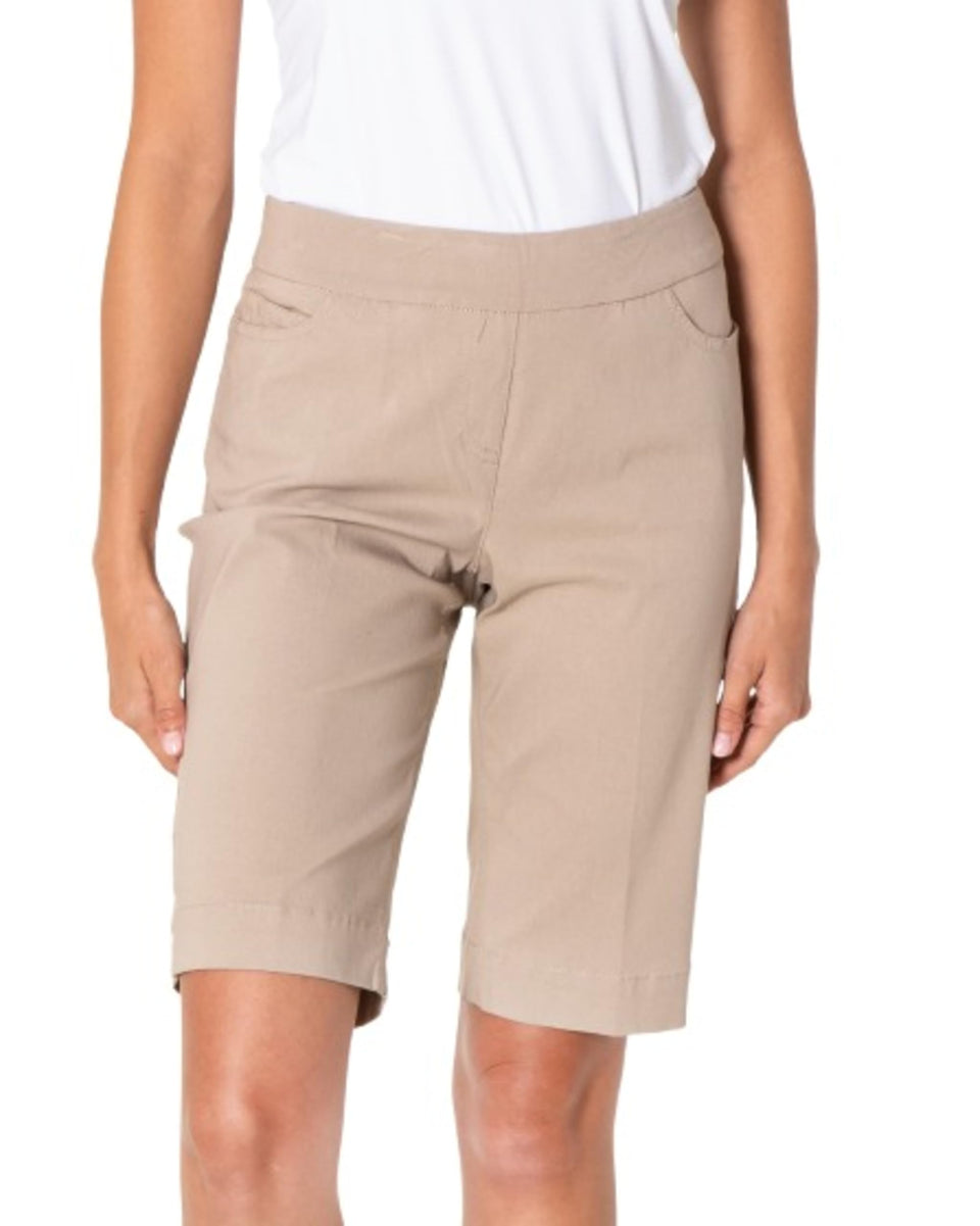 SLIM-SATION women's pull-on golf shorts with tummy-control waistband for a sleek course silhouette.