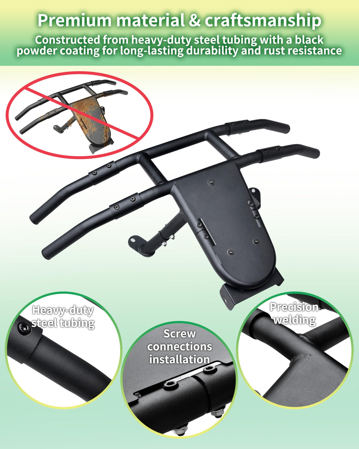 SLORIMOD black powder-coated finish on front bumper resists rust in outdoor use.