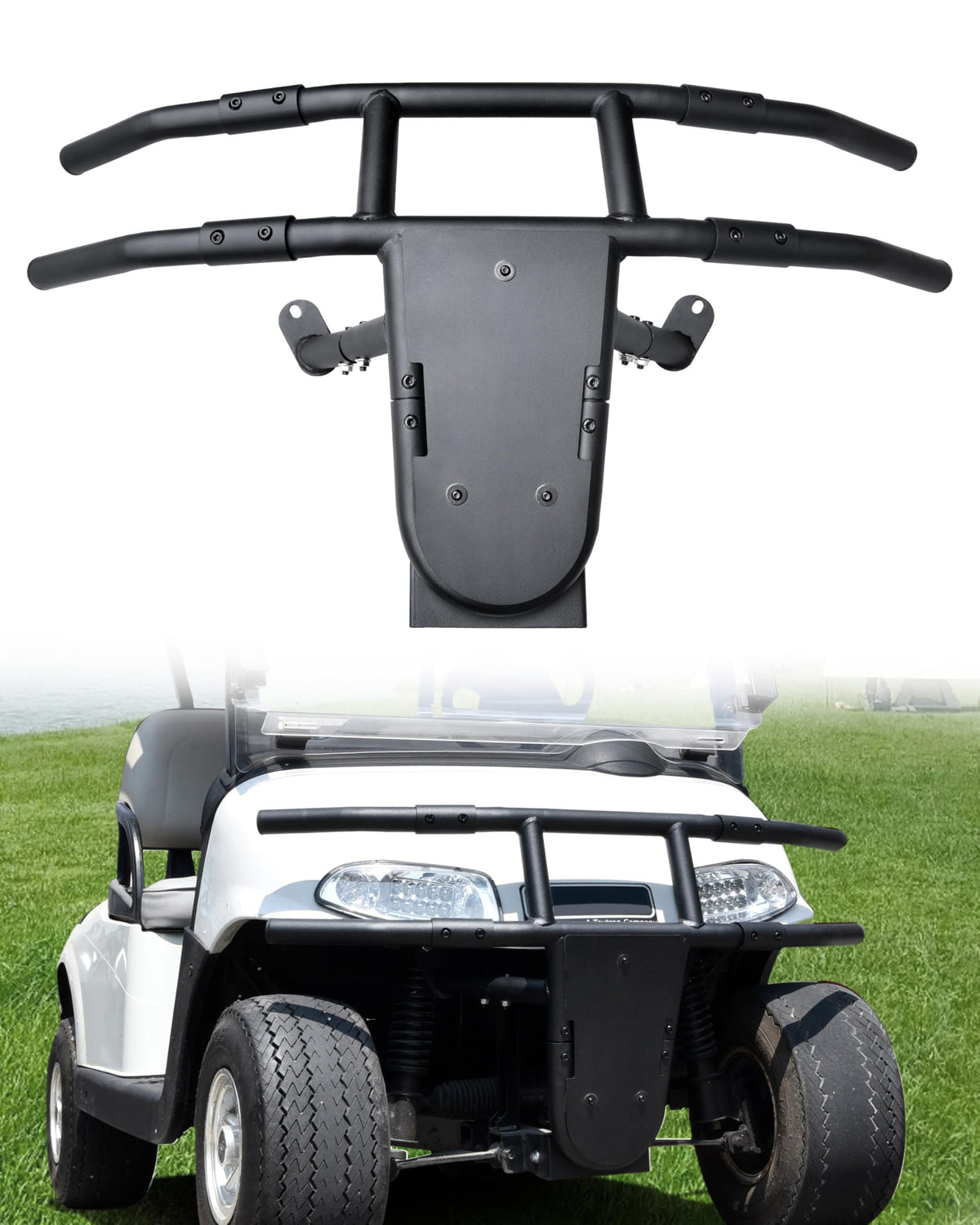 SLORIMOD easy-install front bumper for EZGO RXV with simple hardware.