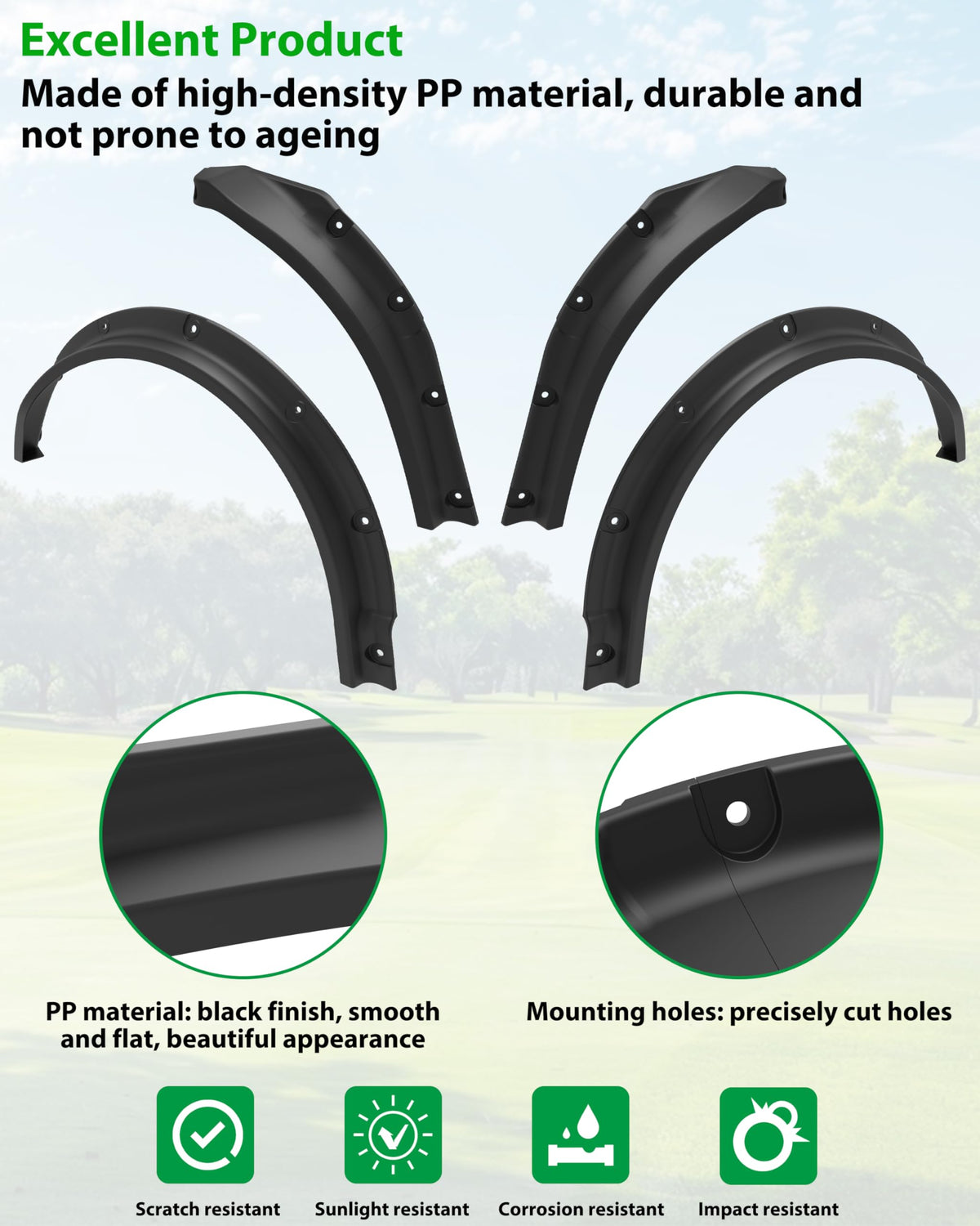 SLORIMOD extended mud flaps shield rocks and spray on EZGO RXV Valor 2025