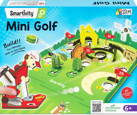 Smartivity mini golf tabletop set during build for creative learning