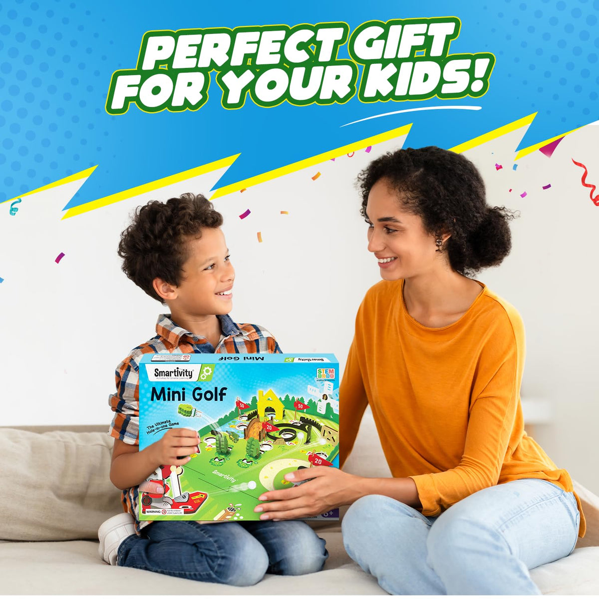 Gift-ready Smartivity mini golf packaging for birthdays
