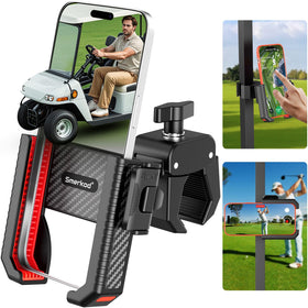 Smerkod golf cart phone holder mount clamps securely on a pole for stable phone use.