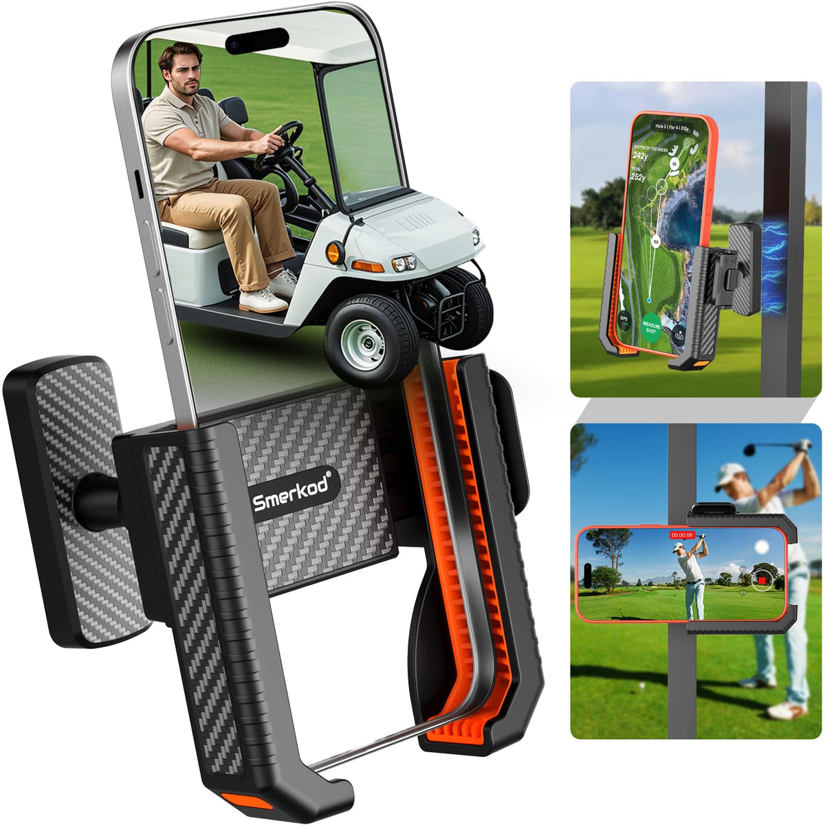 Smerkod magnetic golf cart phone holder mount with strong 6 lb grip