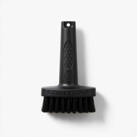 Smiley Golf non-scratch bristles safely clean club faces.