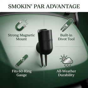 SMOKIN' PAR Smokin' Caddy durable metal construction stands up to rough rounds.