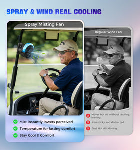 Smusrks misting function delivers refreshing spray for hot outdoor sessions.