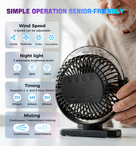 Smusrks misting feature provides refreshing spray on hot days.